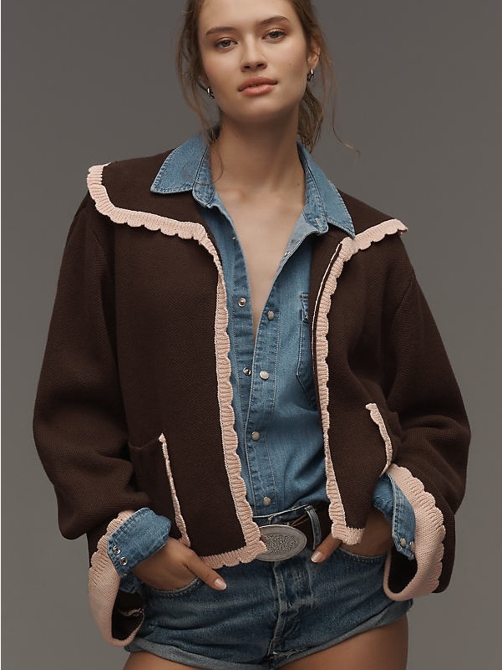 FRNCH x Anthropologie 
Scallop-Collar Cardigan Sweater